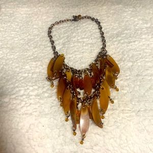 Amber chain statement necklace